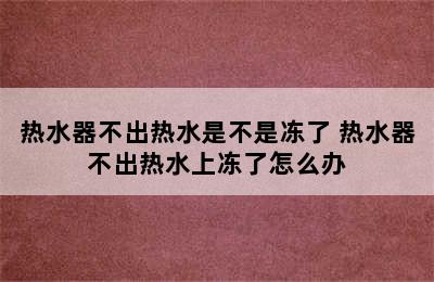 热水器不出热水是不是冻了 热水器不出热水上冻了怎么办